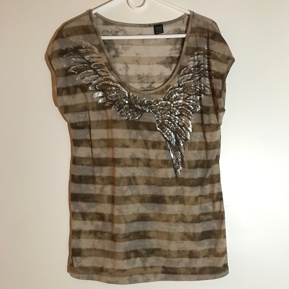 Stripe Tee with Sequin detail